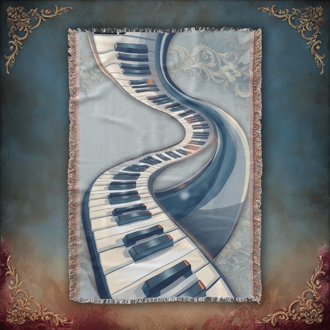 Elegance in piano keys and blossoms.  throw blanket (Creator Uploaded)