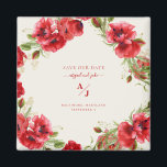 Elegance in Red Cream Wedding Save our Date Magnet<br><div class="desc">Elegant.  Wedding Save the Date.  Red and Cream.  Floral.  Geometric.  Magnet.</div>