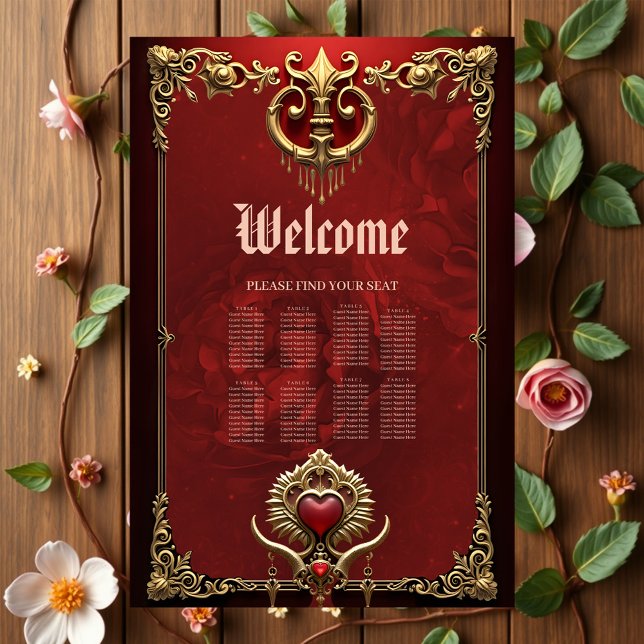 Elegance in red luster with an ornate heart.  poster (Creator Uploaded)