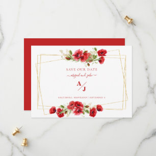 Elegance in Red Wedding Save our Date Save The Date