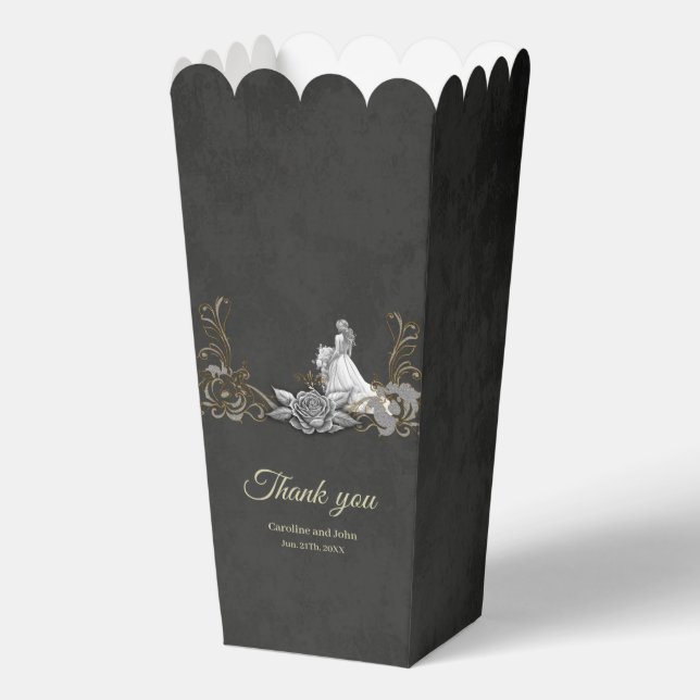 Elegance in silver and black.  favor boxes (Front)
