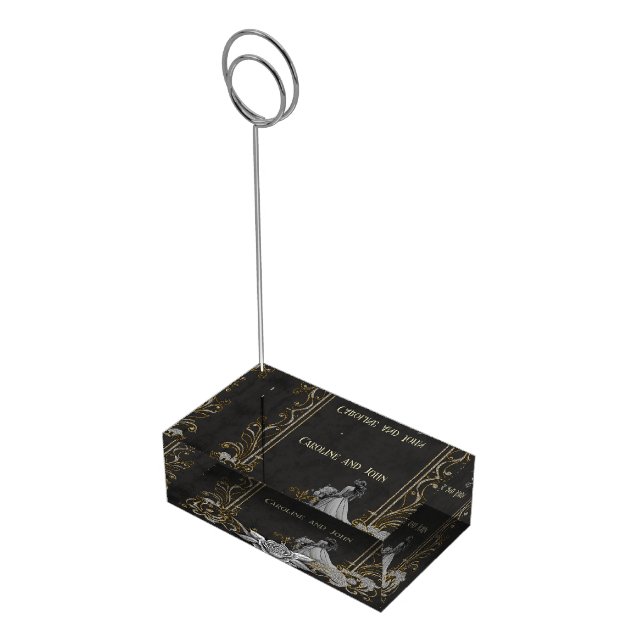 Elegance in silver and black.  place card holder (Corner)