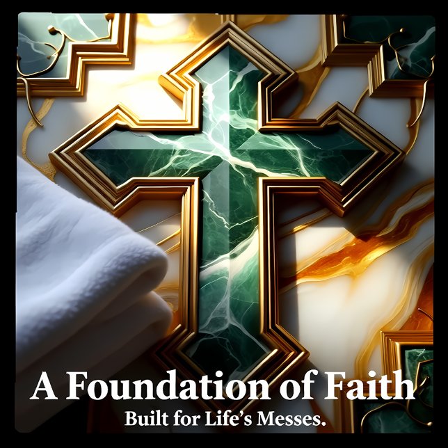 Elegance in Stone Golden-Framed Marble Cross Ceramic Tile (Creator Uploaded)