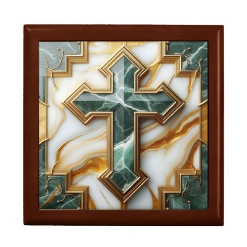 Elegance in Stone Golden_Framed Marble Cross Gift Box