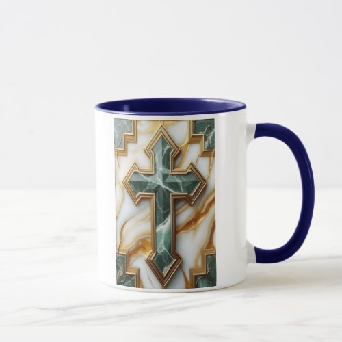 Elegance in Stone Golden_Framed Marble Cross Mug