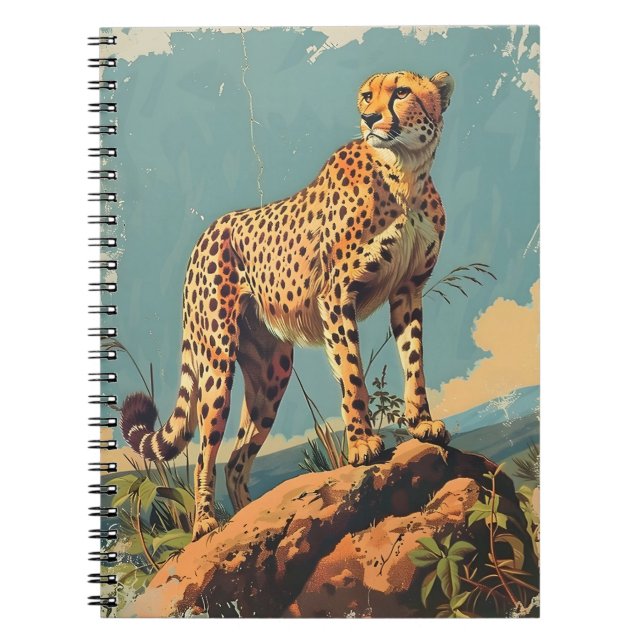 Elegance in Stripes: Vintage Cheetah Notebook (Front)