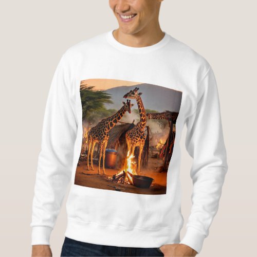 Elegance in the Wild Majestic Giraffe Silhouette Sweatshirt