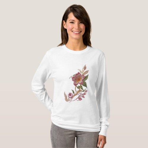Elegance in Threads Floral Embroidery T_Shirt