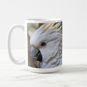 Elegance in White: The Majestic Aussie Cockatoo Coffee Mug
