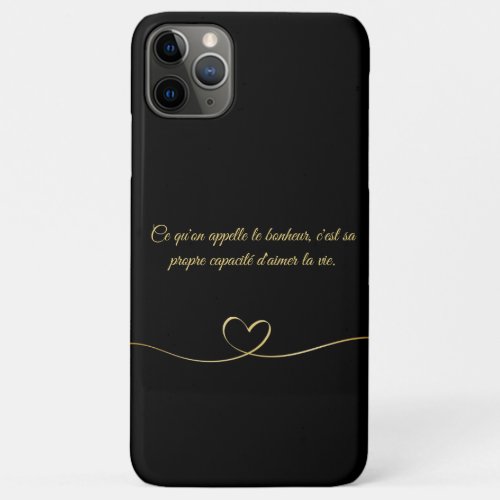 lgance Intemporelle  Coque Noire avec Citation  iPhone 11 Pro Max Case