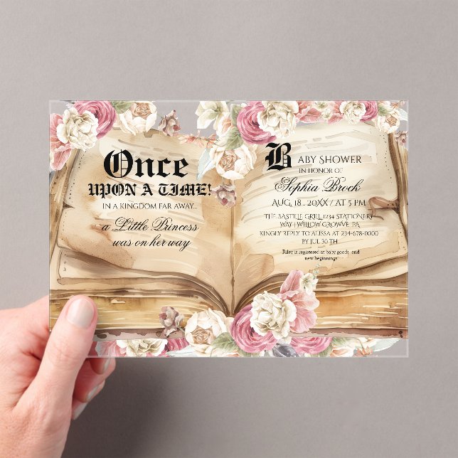 Elegance Kingdom Book Baby Shower Acrylic Invitations (Insitu (Handheld))