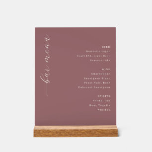 Elegance Maroon Calligraphy Bar Menu Acrylic Sign