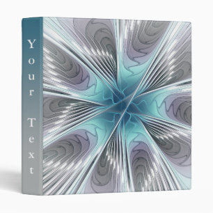 Elegance Modern Blue Gray White Art Flower Text 3 Ring Binder