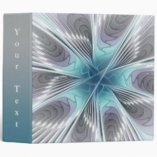 Elegance Modern Blue Gray White Art Flower Text 3 Ring Binder