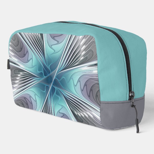 Elegance Modern Blue Gray White Fractal Art Flower Dopp Kit (Right Corner)