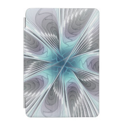 Elegance Modern Blue Gray White Fractal Art Flower iPad Mini Cover