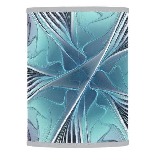 Elegance Modern Blue Gray White Fractal Art Flower Lamp Shade