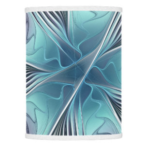 Elegance Modern Blue Gray White Fractal Art Flower Lamp Shade