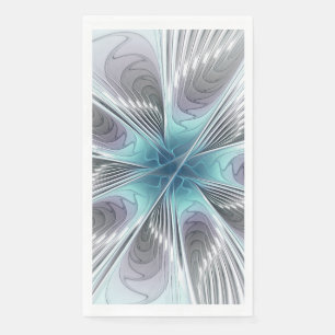 Elegance Modern Blue Gray White Fractal Art Flower Paper Guest Towels