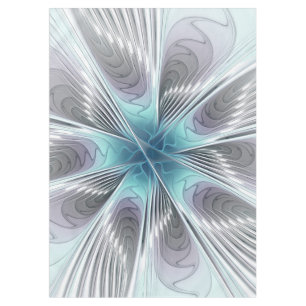 Elegance Modern Blue Gray White Fractal Art Flower Tablecloth