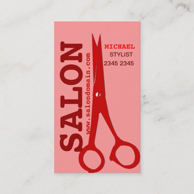Elegance Modern |red| Scissors Custom Appointment Card (Front)