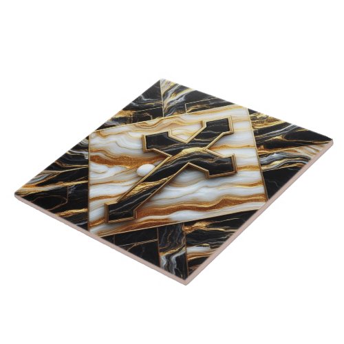 Elegance Monochrome Ceramic pattern Gilded Touches Ceramic Tile