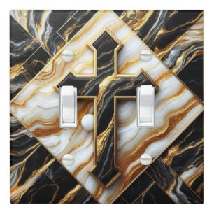 Elegance Monochrome Ceramic pattern Gilded Touches Light Switch Cover