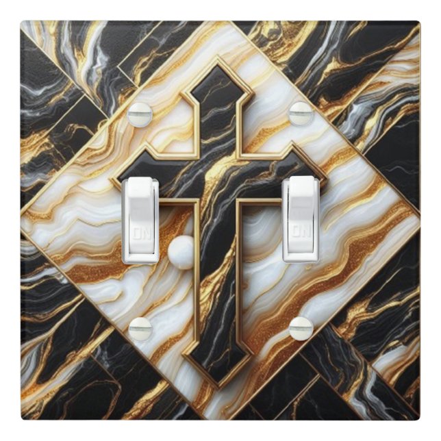 Elegance Monochrome Ceramic pattern Gilded Touches Light Switch Cover (In Situ)