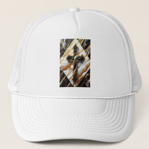 Elegance Monochrome Ceramic pattern Gilded Touches Trucker Hat