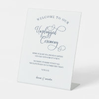 Elegance Navy Blue Script Unplugged Ceremony