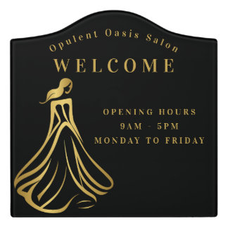 Elegance Noir Golden Feminine Salon Plaque Door Sign