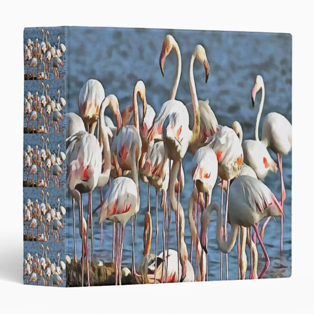 Elegance Of Artistic Pink Flamingos 3 Ring Binder (Front/Spine)