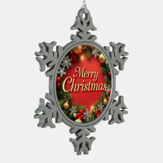 Elegance of Christmas: A Festive Celebration Snowflake Pewter Christmas Ornament
