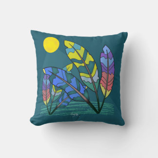 Elegance of feathers under the light of the moon throw pillow
