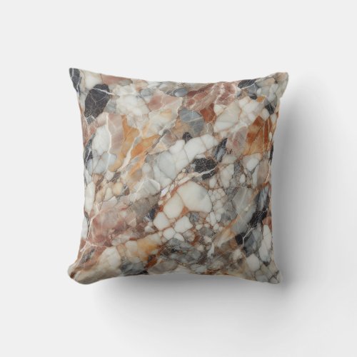 Elegance of Nature Breccia Marble in Detail Throw Pillow