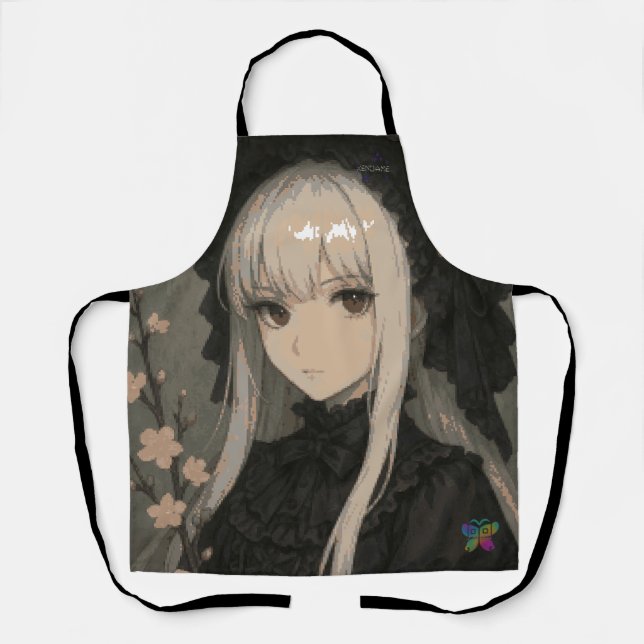 Elegance of the Midnight Blossom Maiden Apron (Front)