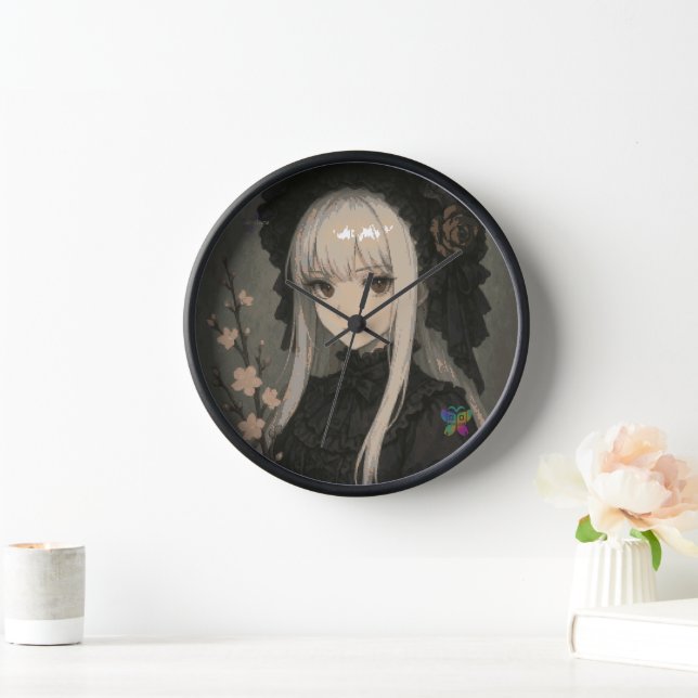 Elegance of the Midnight Blossom Maiden Clock (Home)