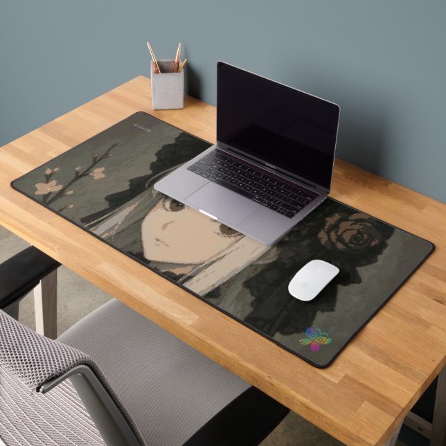 Elegance of the Midnight Blossom Maiden Desk Mat (Office 2)