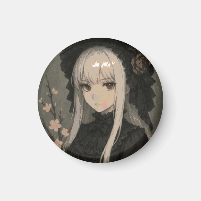 Elegance of the Midnight Blossom Maiden Magnet (Front)