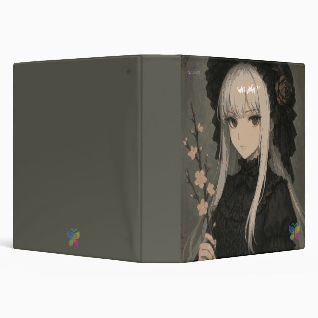 Elegance of the Midnight Blossom Maiden Standard 3 Ring Binder (Background)