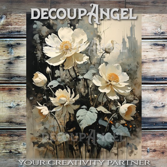 Elegance of White Rustic Rose - Decoupage -  Tissue Paper (Creator Uploaded)