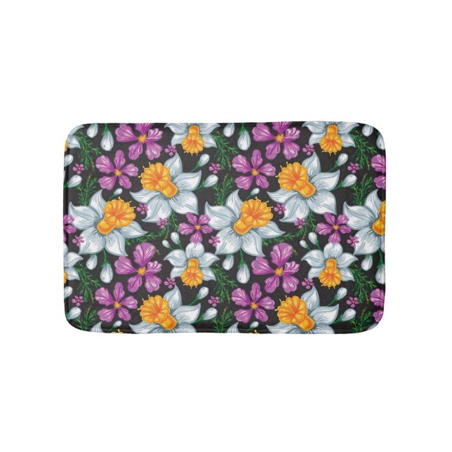 Elegance pattern with narcissus flowers 2 bathroom mat (Front)