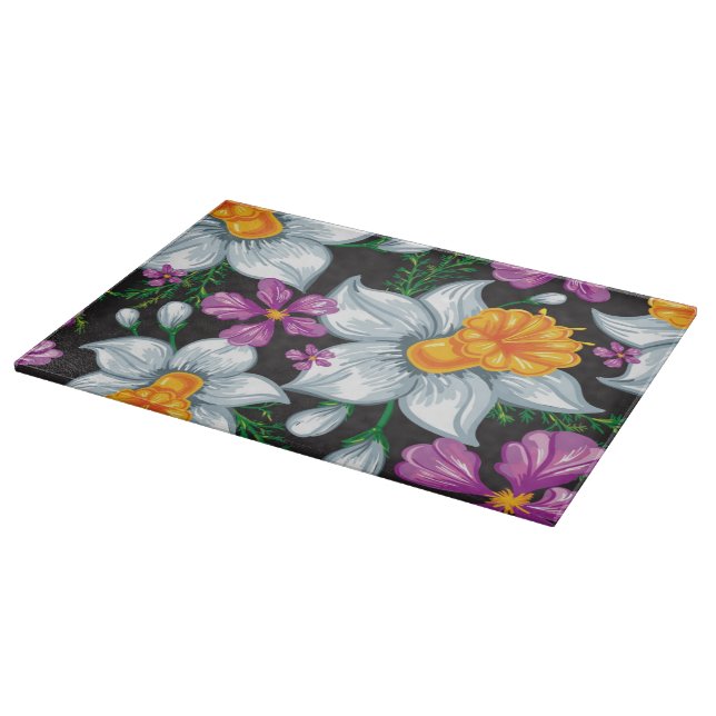 Elegance pattern with narcissus flowers 2 cutting board (Corner)