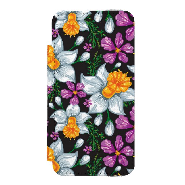 Elegance pattern with narcissus flowers 2 incipio iPhone wallet case (Folio Front)