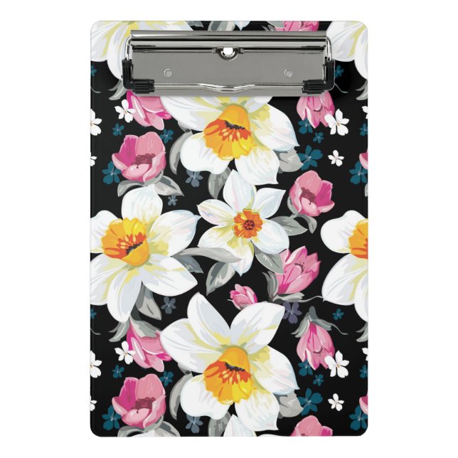 Elegance pattern with narcissus flowers mini clipboard (Front)