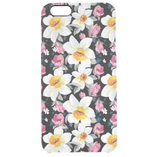 Elegance pattern with narcissus flowers clear iPhone 6 plus case