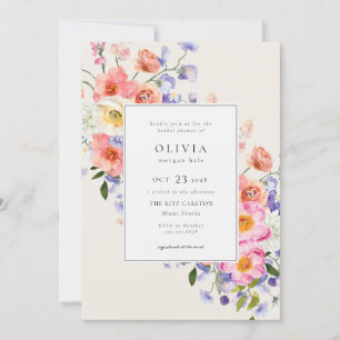 Elegance Pink Boho Floral Bridal Shower Invitation