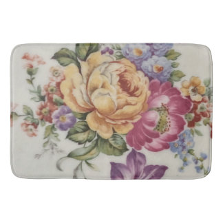 Elegance: Porcelain-Inspired Floral Bath Mat