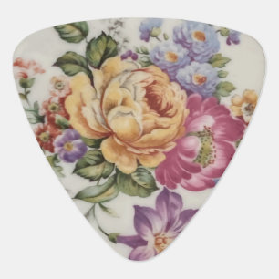 Elegance: Porcelain-Inspired Floral  Guitar Pick 