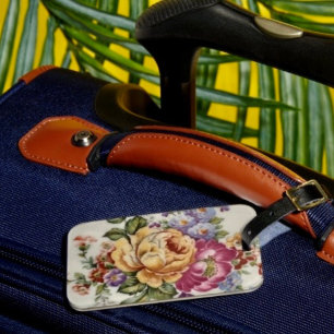 Elegance: Porcelain-Inspired Floral  Luggage Tags 